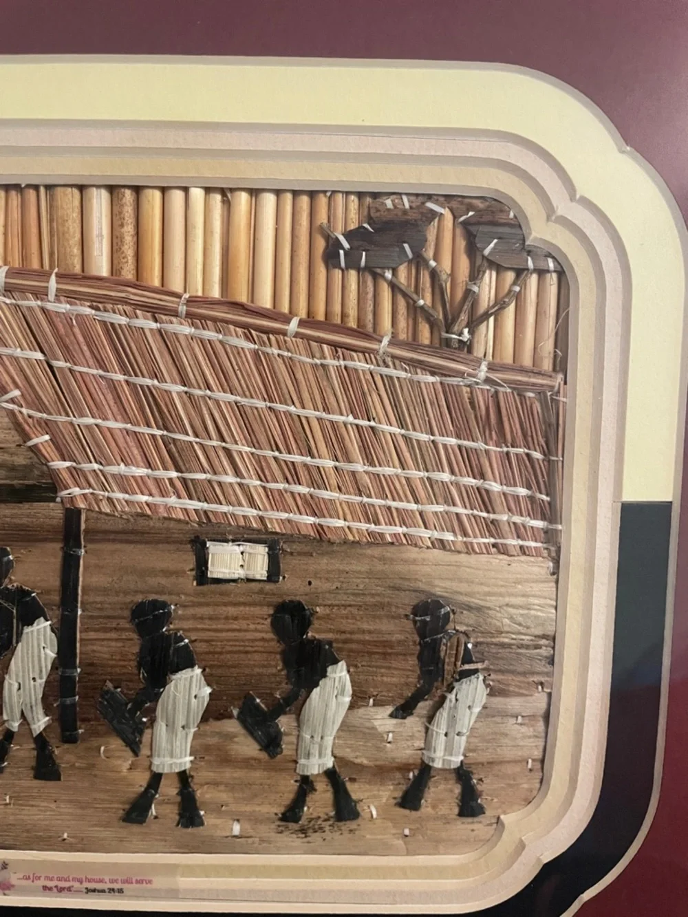 Framed African banana leaf Art Church - Picture 3 of 6
